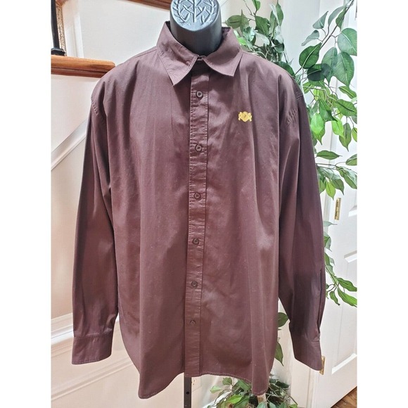 Pelle Pelle Men's Brown 100% Cotton Collared Long Sleeve Buttons Down Shirt 2XL - Picture 1 of 10